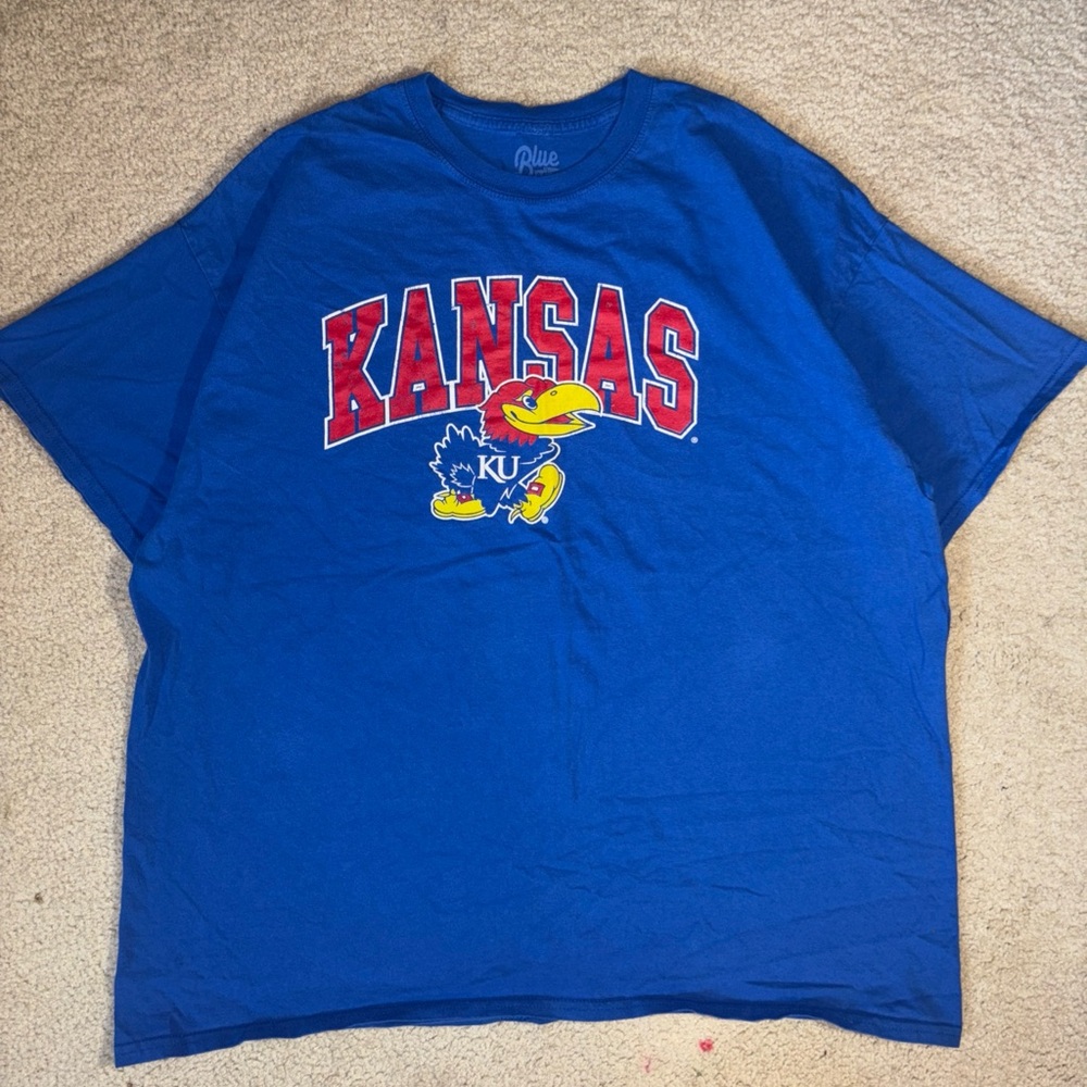 University of Kansas Jayhawks Blue T-Shirt Classic Logo Men Size XXL Blue 84